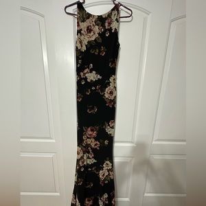 Black open back formal dress.